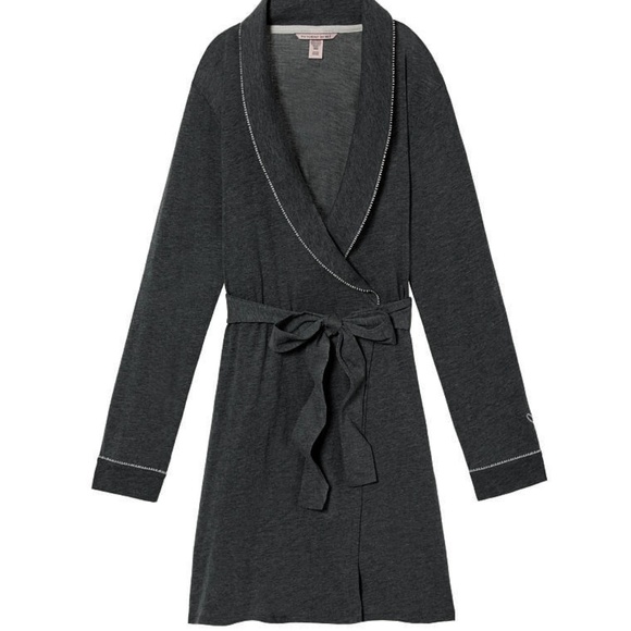 Victoria's Secret Other - NEW Sleepover Knit Robe Cotton Kimono Grey Medium